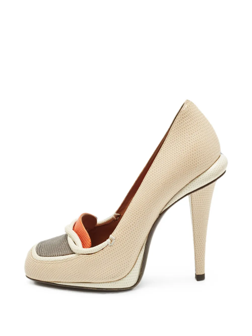 Fendi Pre-Owned lizard-embossed heeled pumps - Nude