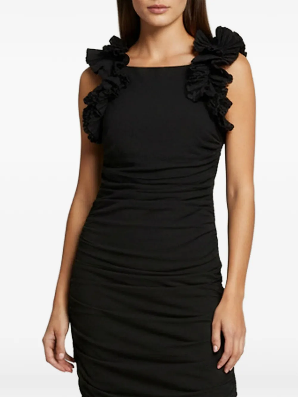 Isabel Marant Vintage ruffle-sleeve ruched midi dress - Black