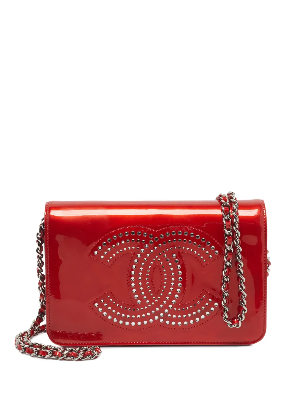 CHANEL Pre-Owned 2009-2010 CC strass shoulder bag - Rosso