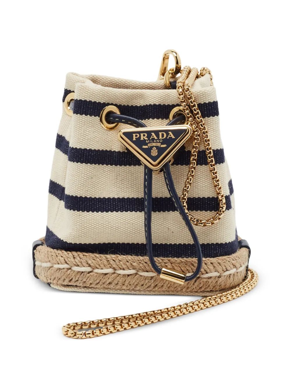 Prada Pre-Owned mini sac seau à rayures et logo - Tons neutres