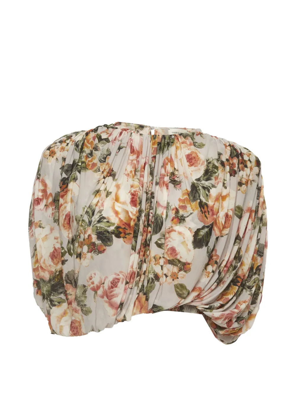 Magda Butrym floral-print gathered cropped blouse - Toni neutri