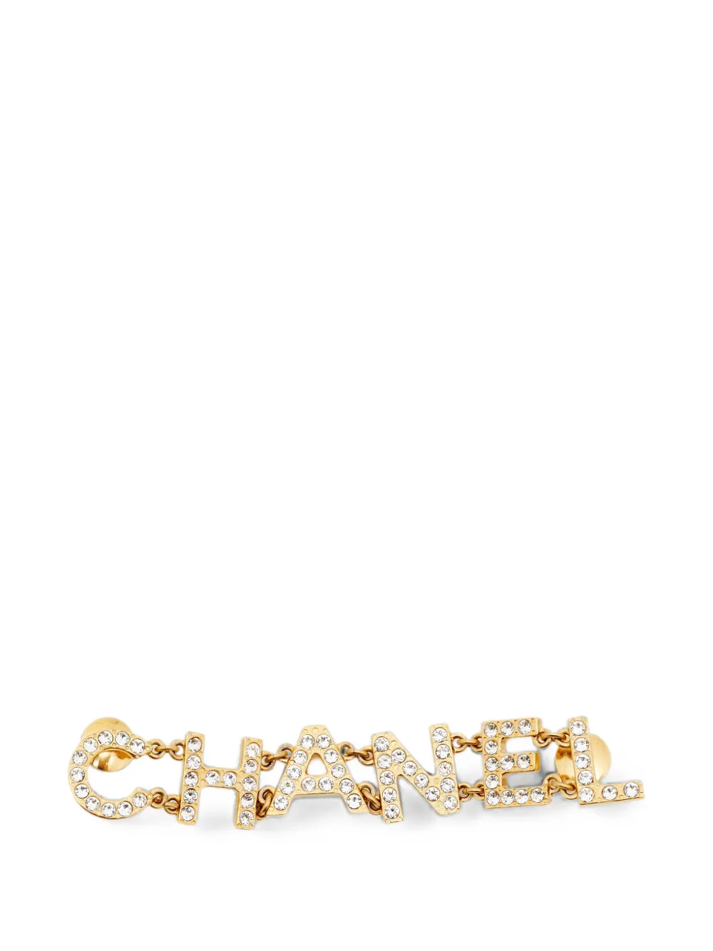 CHANEL Pre-Owned letter-logo crystal brooch - Gold