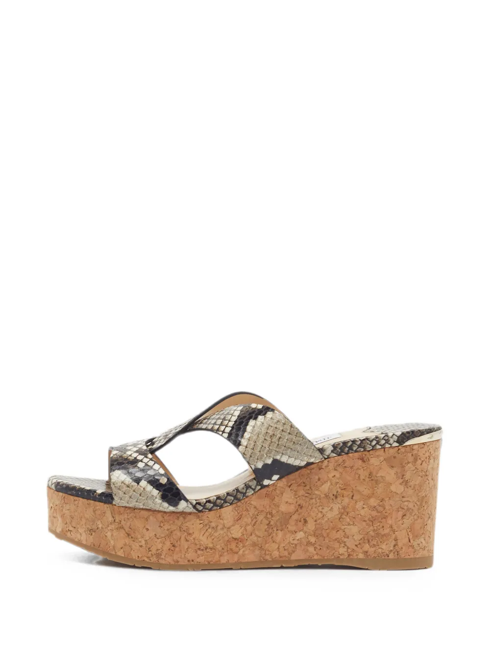 Jimmy Choo Pre-Owned Atia python-embossed wedge-heel sandals - Grau