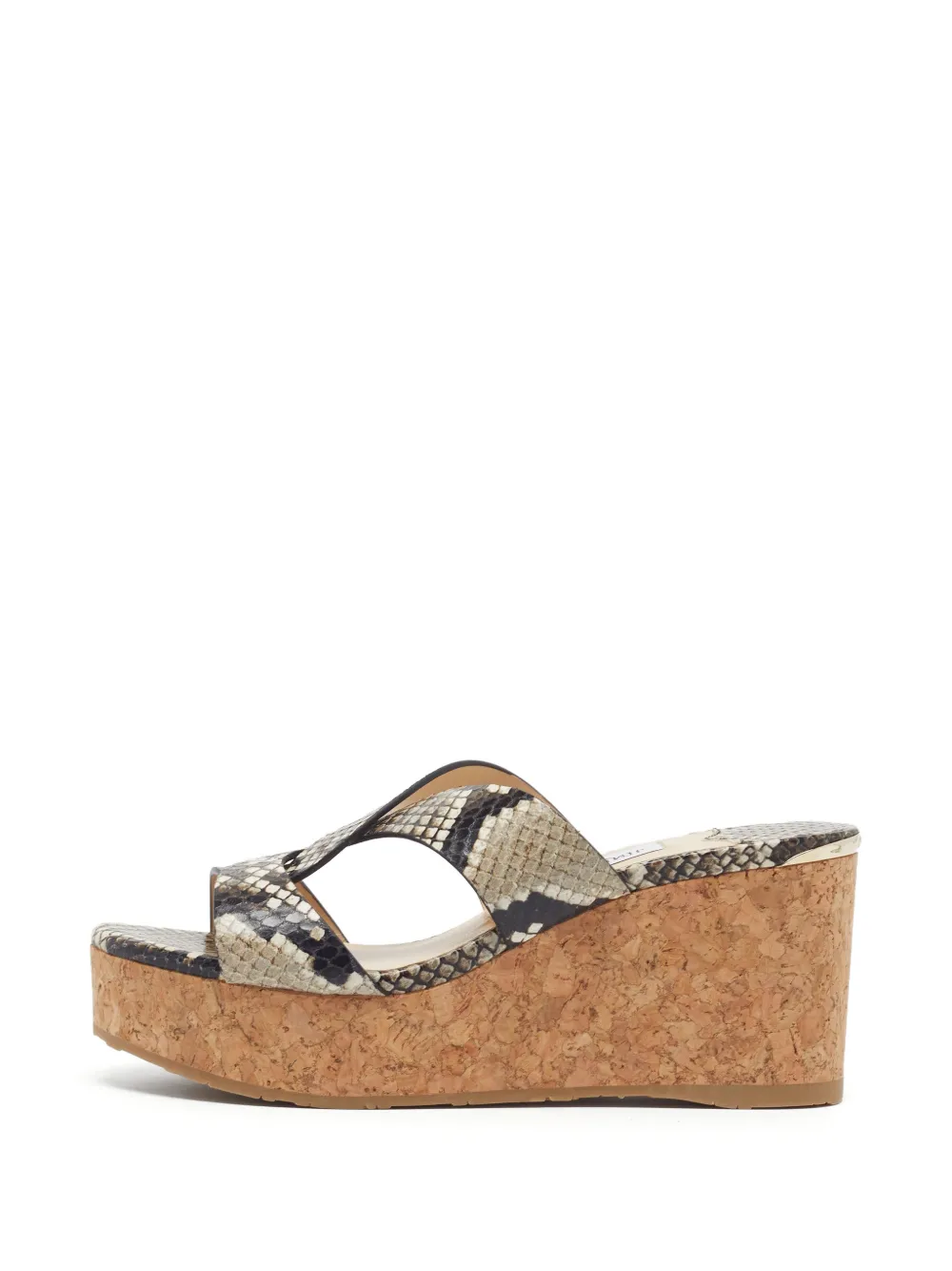 Jimmy Choo Pre-Owned Atia python-embossed wedge-heel sandals - Grau