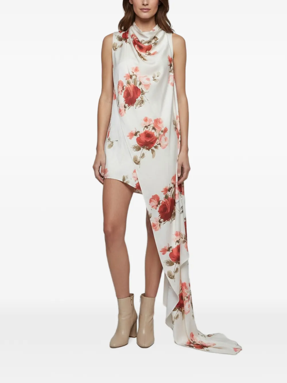 Magda Butrym floral-print draped dress - Toni neutri