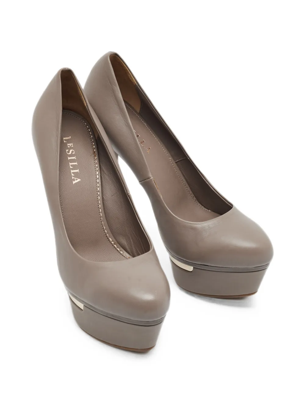 Pre-owned Le Silla Grey Leather Platform Pumps