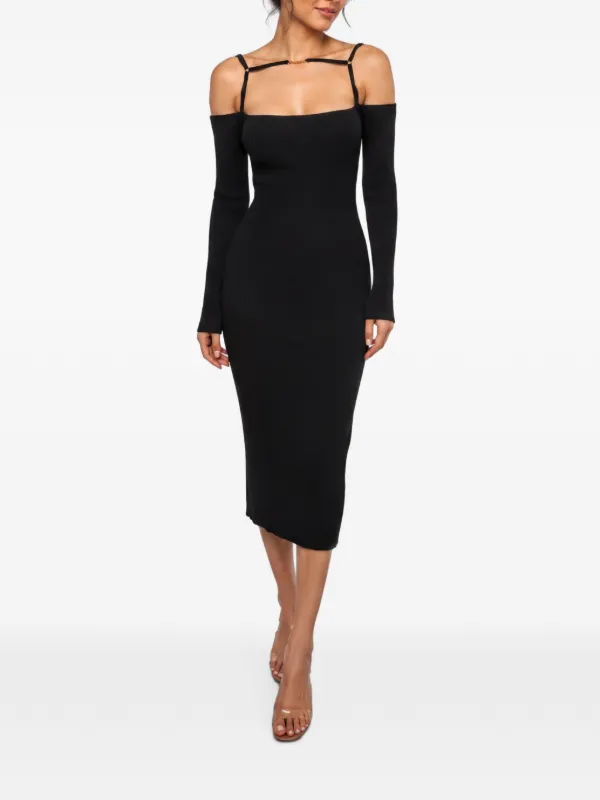 jacquemus knit dress Pre-Owned La Robe Sierra rib-knit Midi | Black v neck sleeveless dress