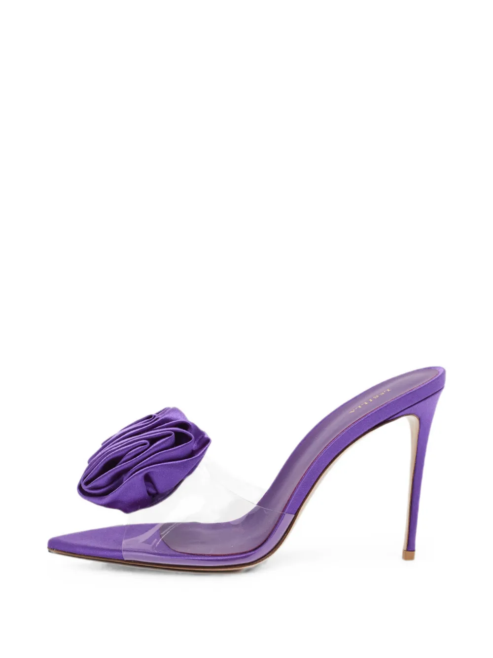 Pre-owned Le Silla Floral-appliqué Slide Sandals In Purple