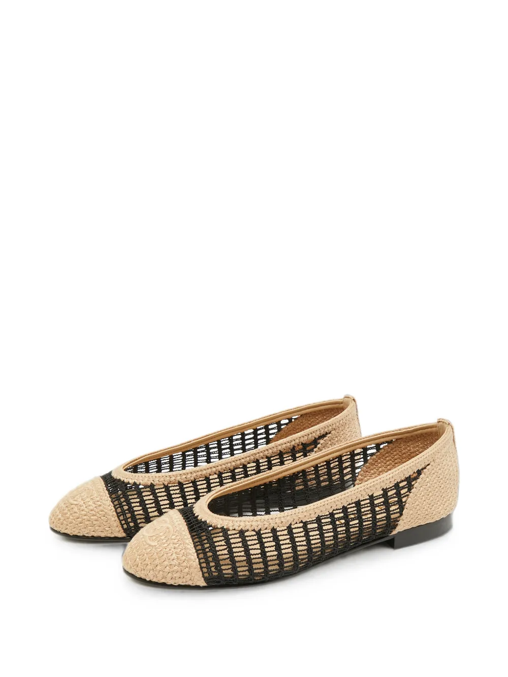 CHANEL Pre-Owned CC crochet ballet flats - Nude