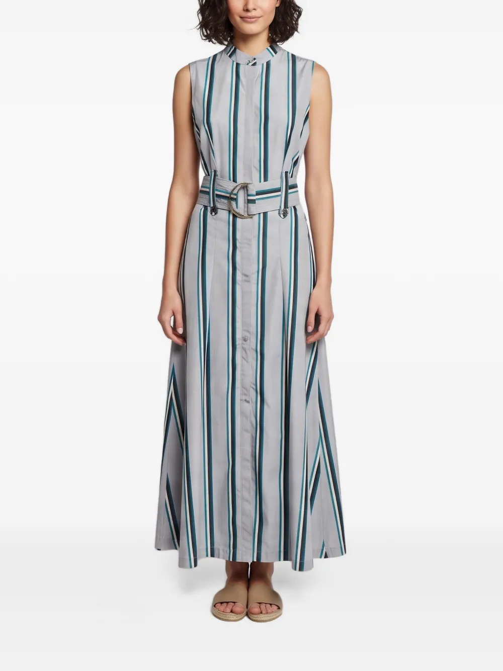 Dvf Vintage striped belted maxi dress - Grigio