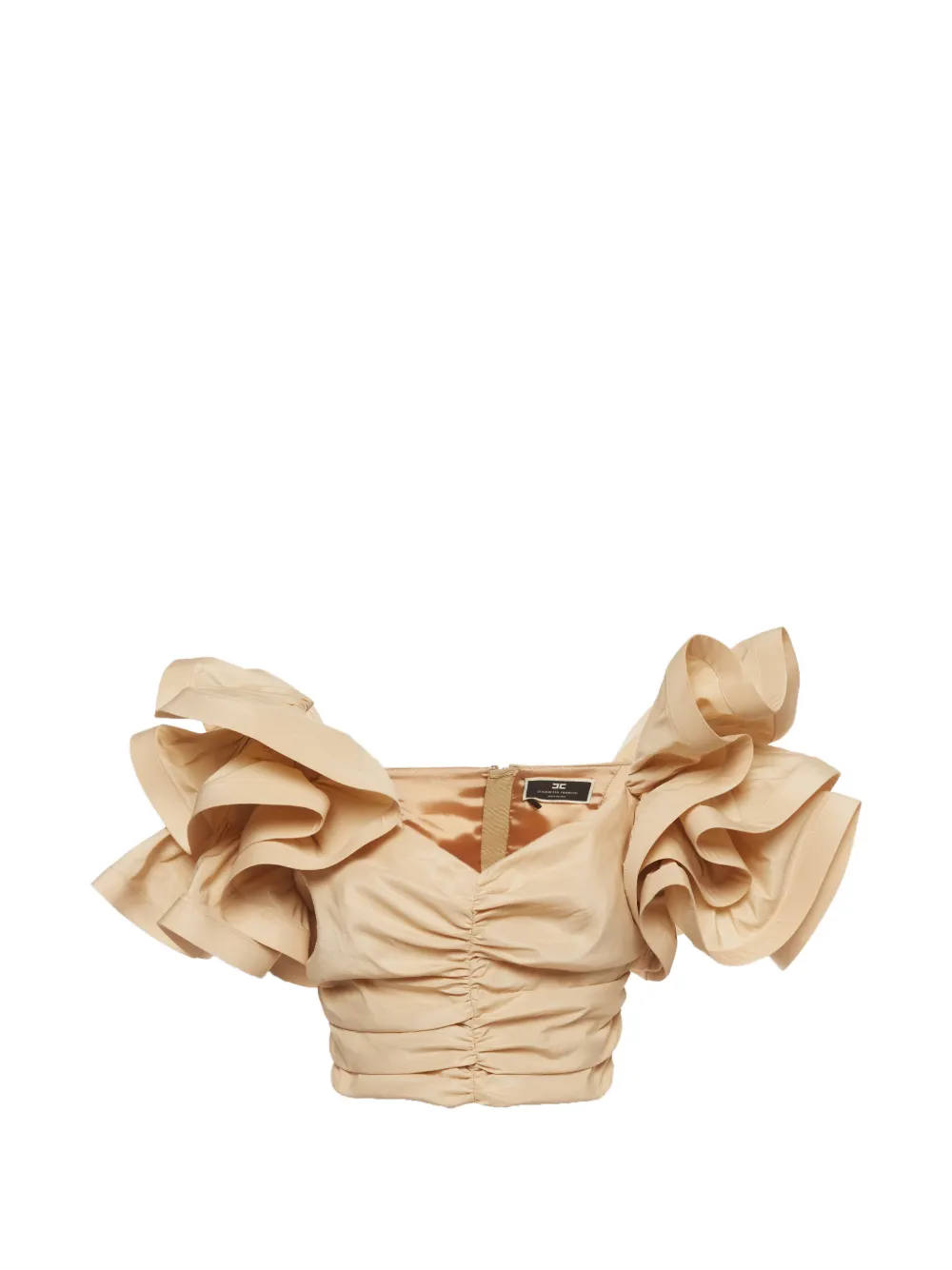 Elisabetta Franchi ruffle cropped top - Toni neutri