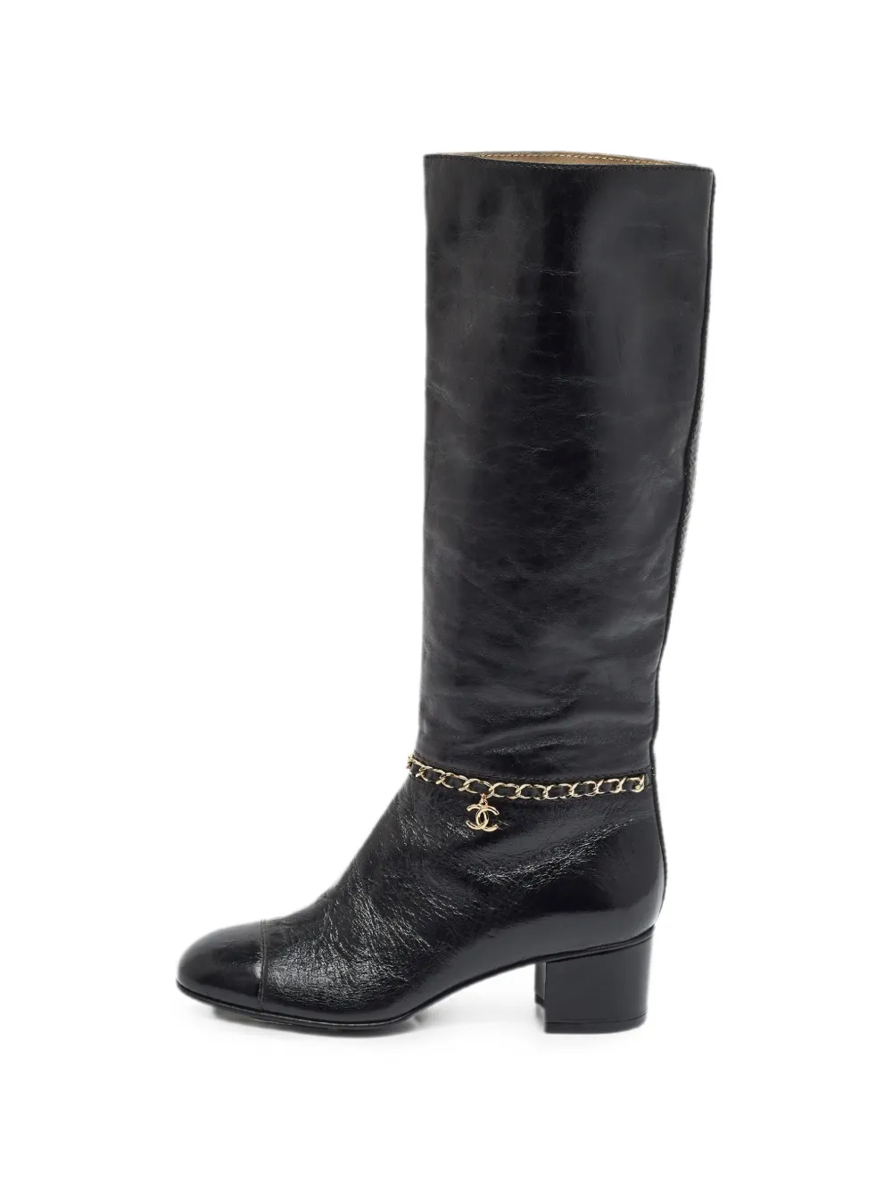 CHANEL Pre-Owned logo-charm chain-detail boots - Schwarz