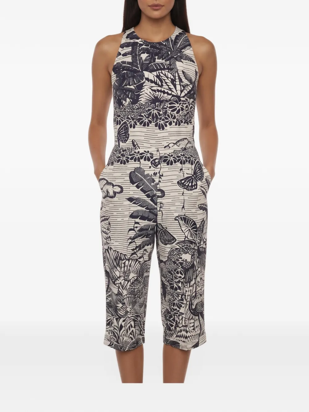 Christian Dior Pre-Owned sleeveless printed jumpsuit - Blu