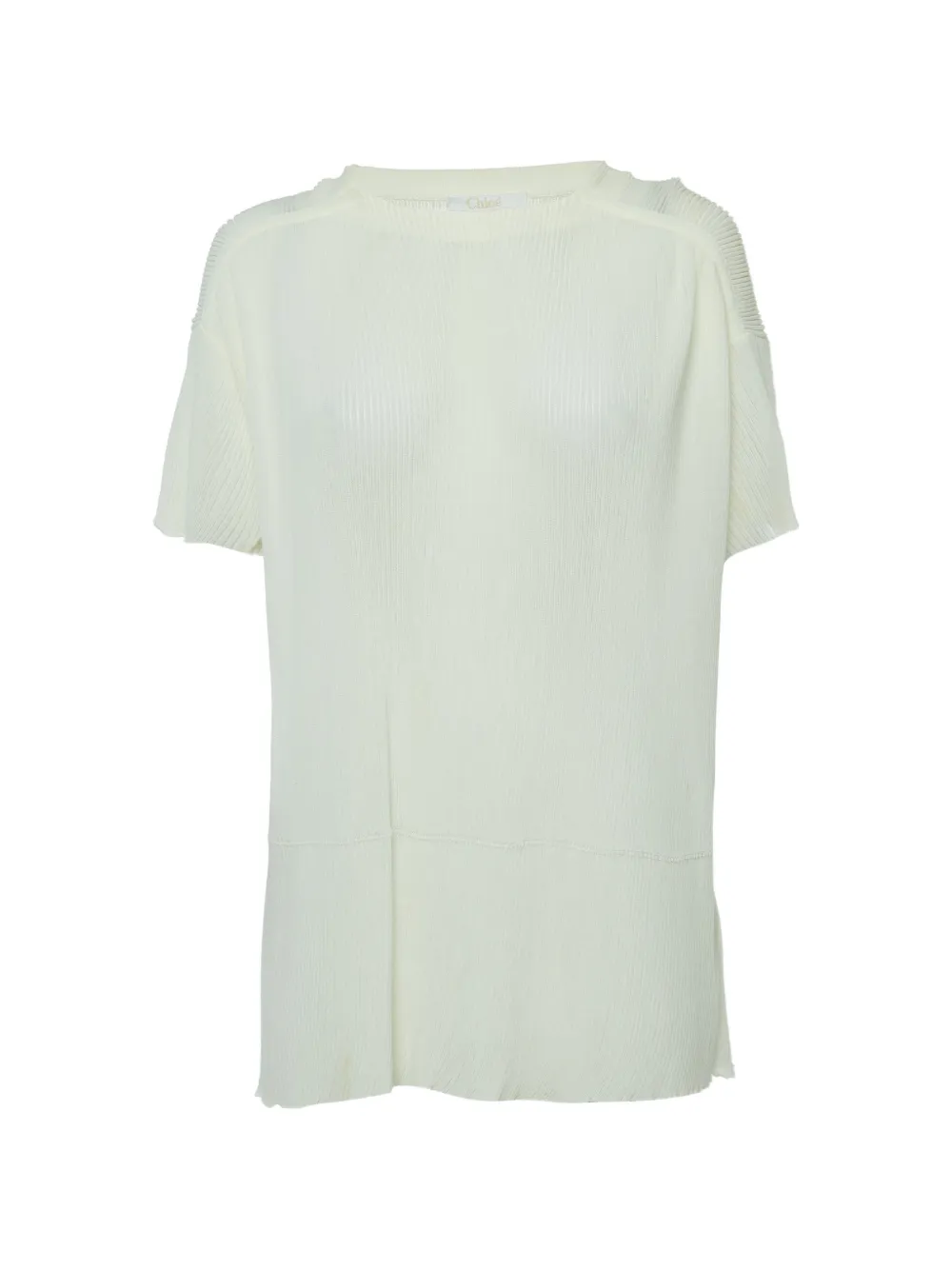Chloé Pre-Owned ribbed-knit short-sleeve top - Bianco