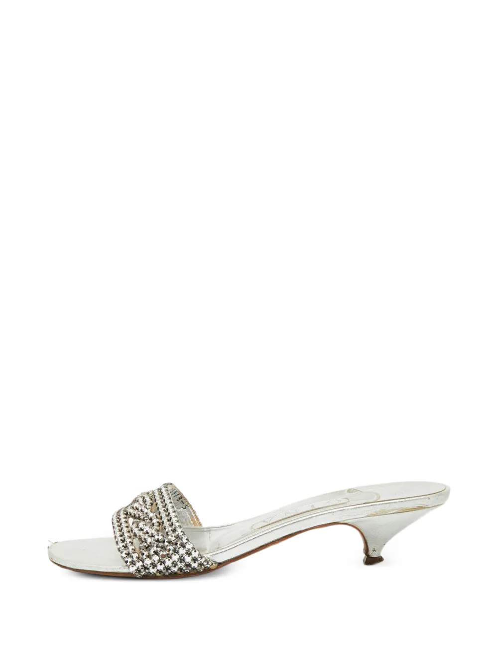 Gina crystal-embellished leather heeled sandals - Silber