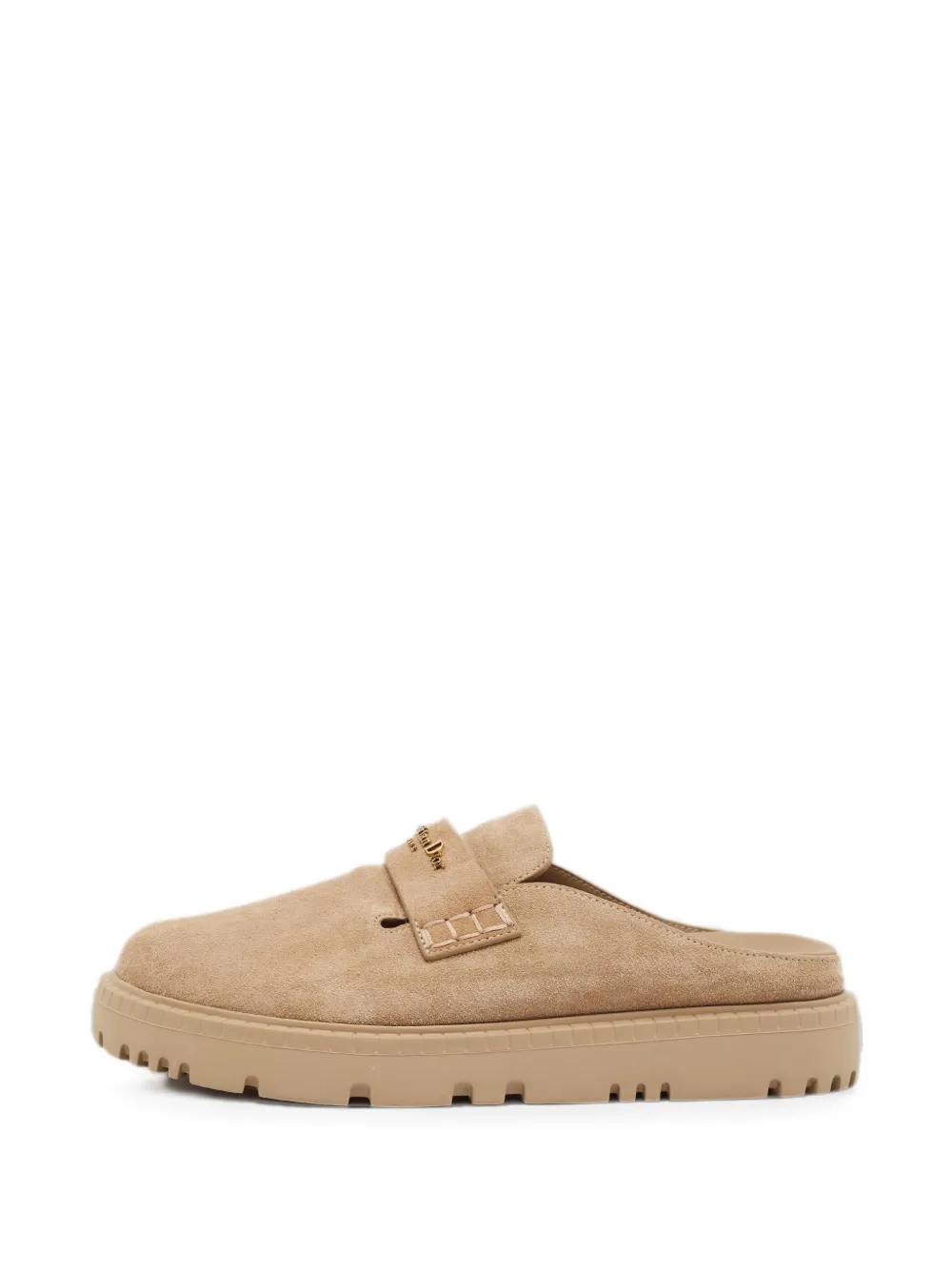 Christian Dior Pre-Owned Dior Boy suede flat mules - Nude