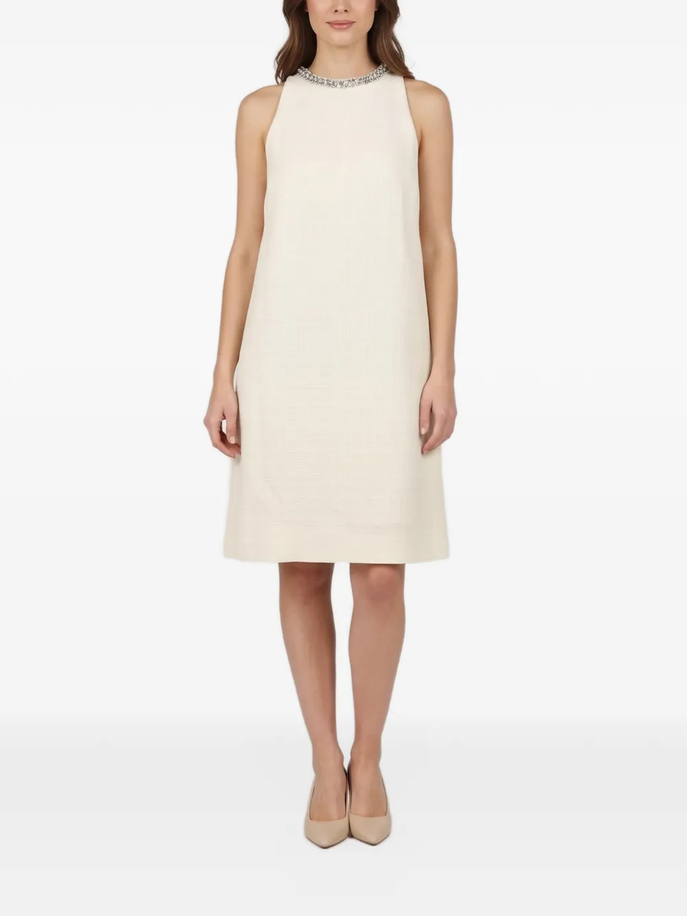 SANDRO embellished-collar sleeveless midi dress - Neutrals