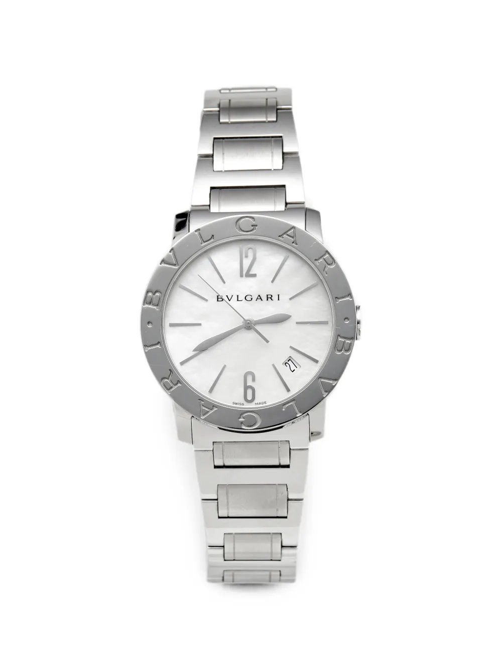 Bvlgari Pre-Owned Bvlgari Bvlgari 37mm engraved bezel watch - Weiß