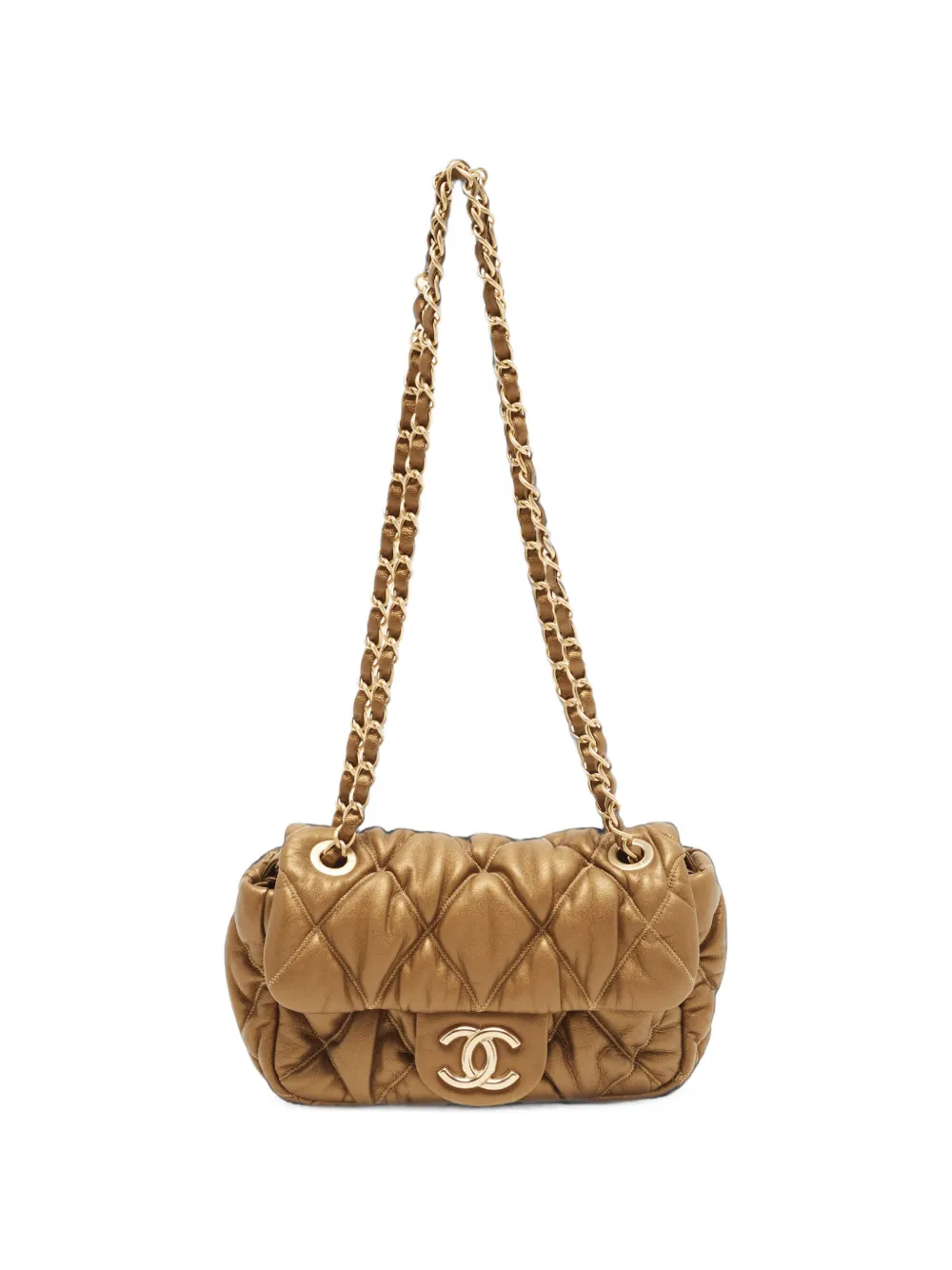 CHANEL Pre-Owned 2009-2010 mini Bubble quilted flap shoulder bag - Gold