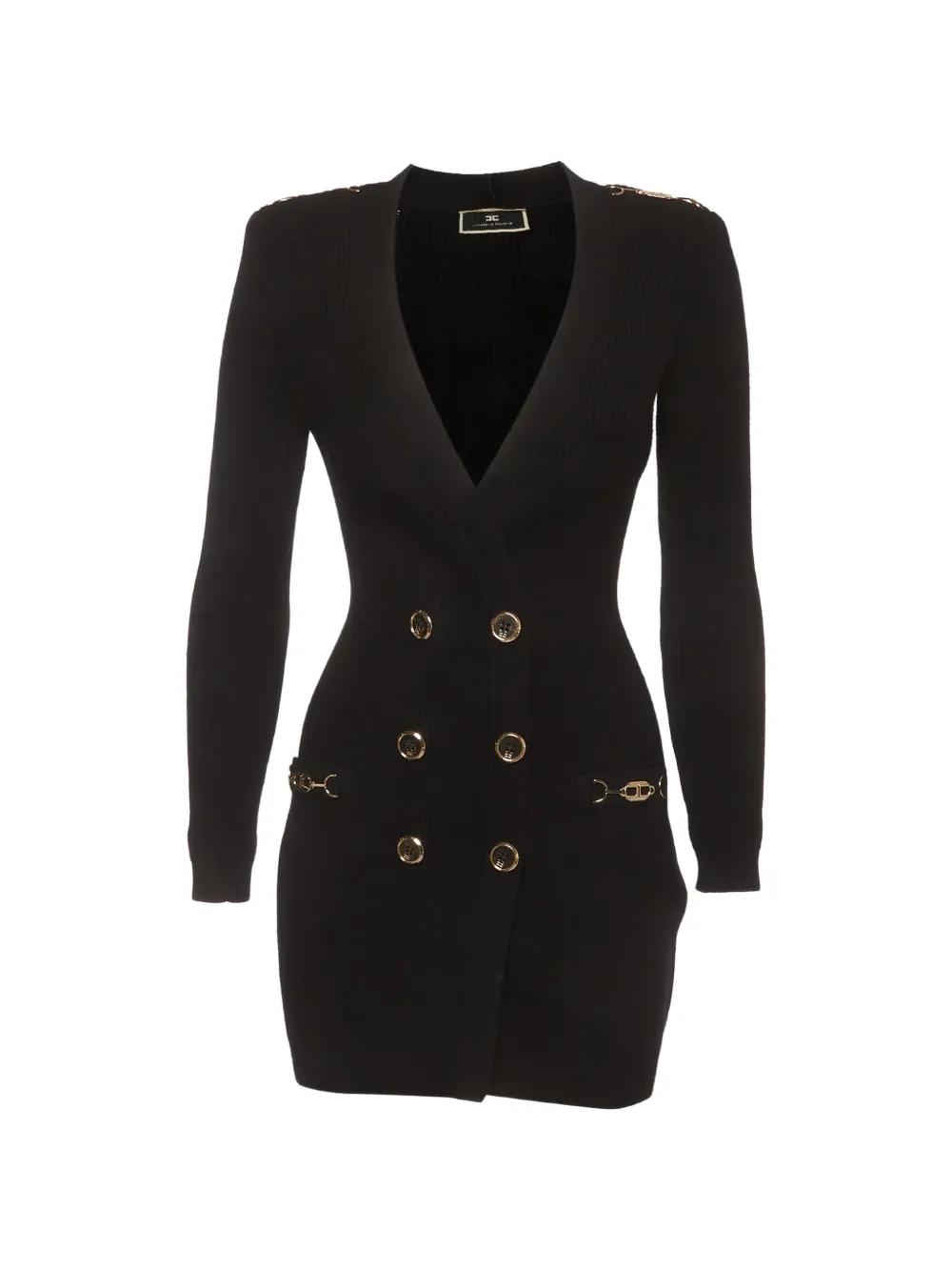 Elisabetta Franchi double-breasted rib-knit mini dress - Nero