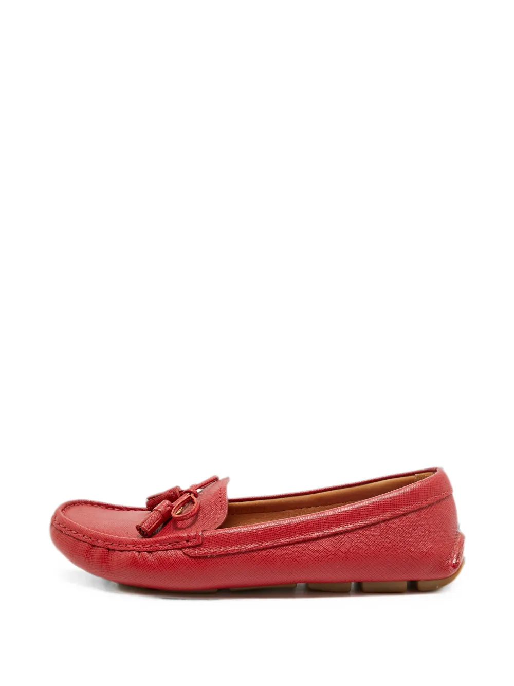 Prada Pre-Owned logo-plaque bow-detail mocassins - Rot