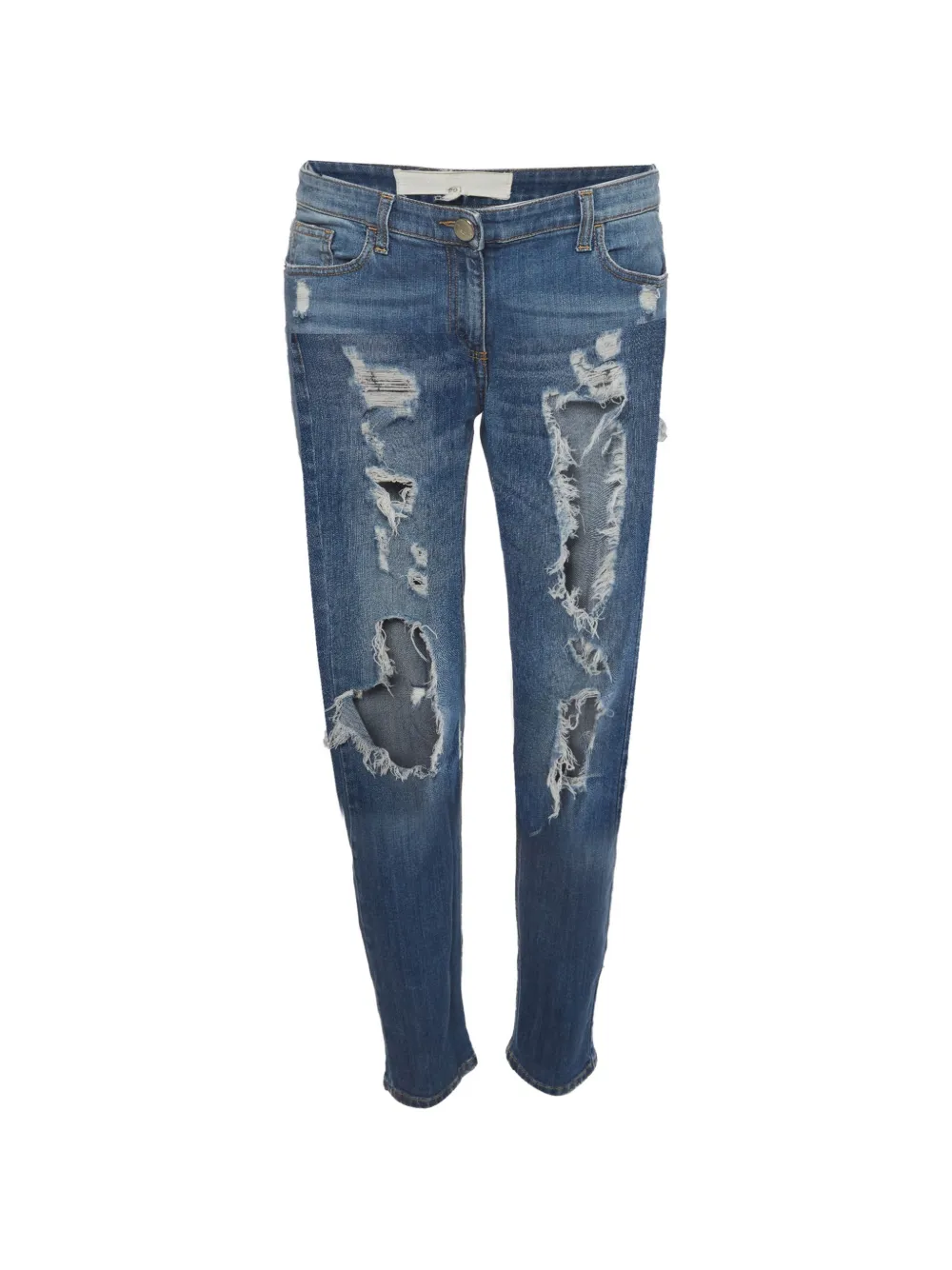 Elisabetta Franchi distressed straight-leg jeans - Blu