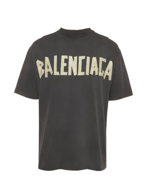 Balenciaga Pre-Owned logo-tape distressed T-shirt