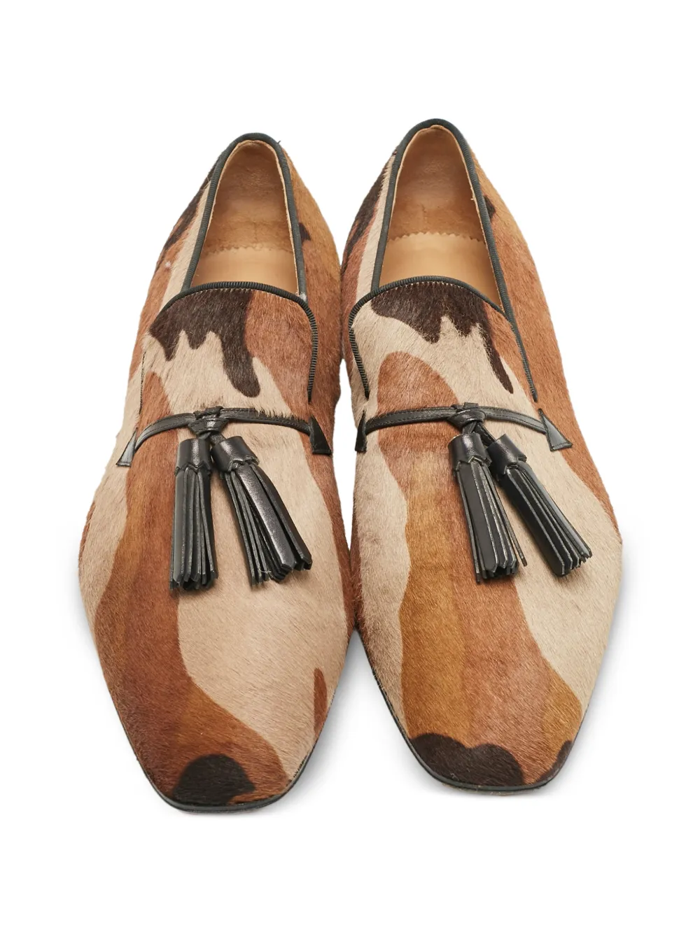 Christian Louboutin Pre-Owned tassel camouflage-print loafers - Braun