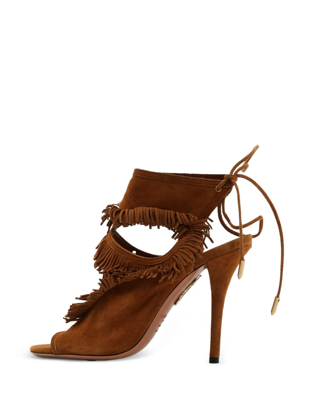 Aquazzura fringe ankle-strap sandals - Marrone