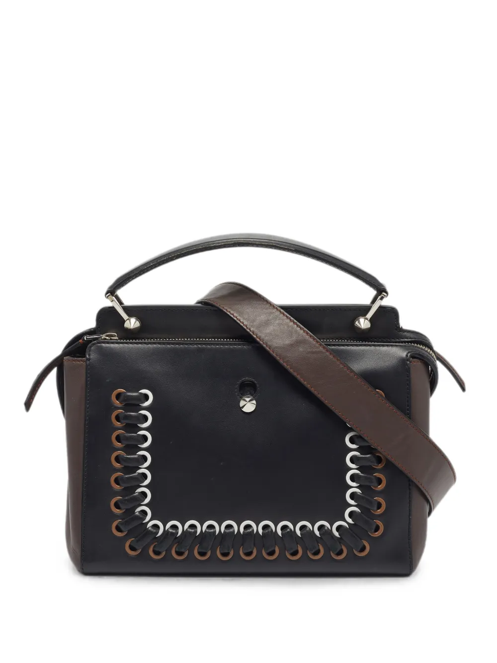 Fendi Pre-Owned 2017 Dotcom Umhängetasche mit Ziernähten - Schwarz