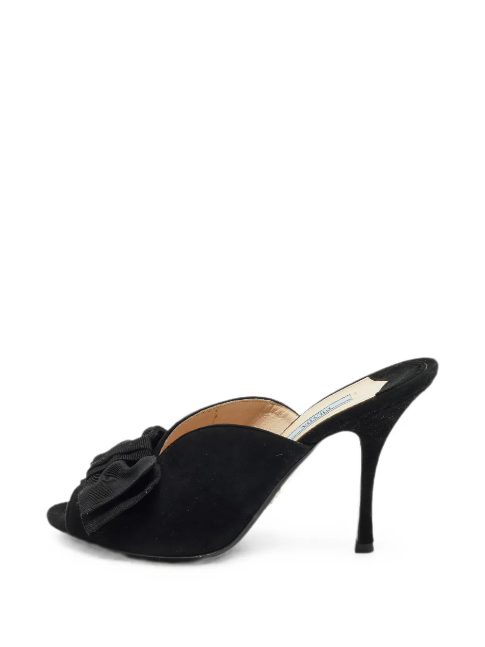 Prada Pre-Owned bow-detail suede sandals - Schwarz