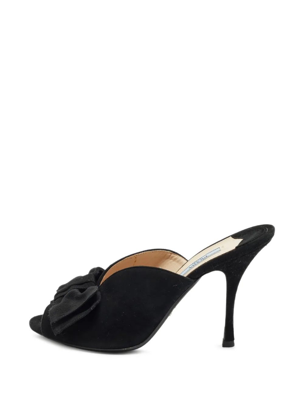 Prada Pre-Owned bow-detail suede sandals - Nero
