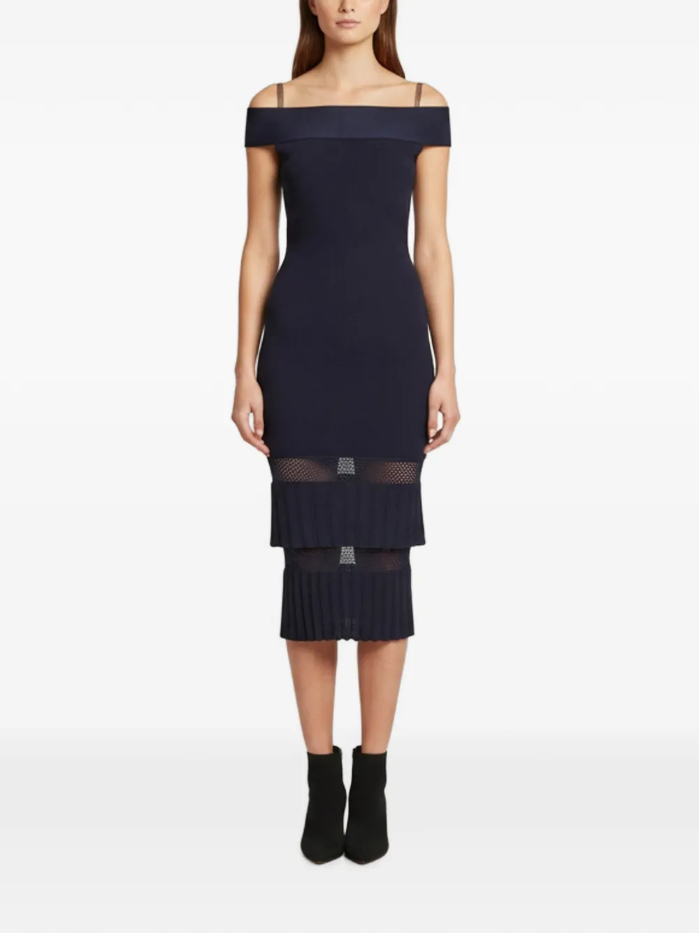 Roland Mouret robe mi-longue évasée à épaules dénudées - Bleu Roland Mouret robe mi-longue évasée à épaules dénudées - Bleu