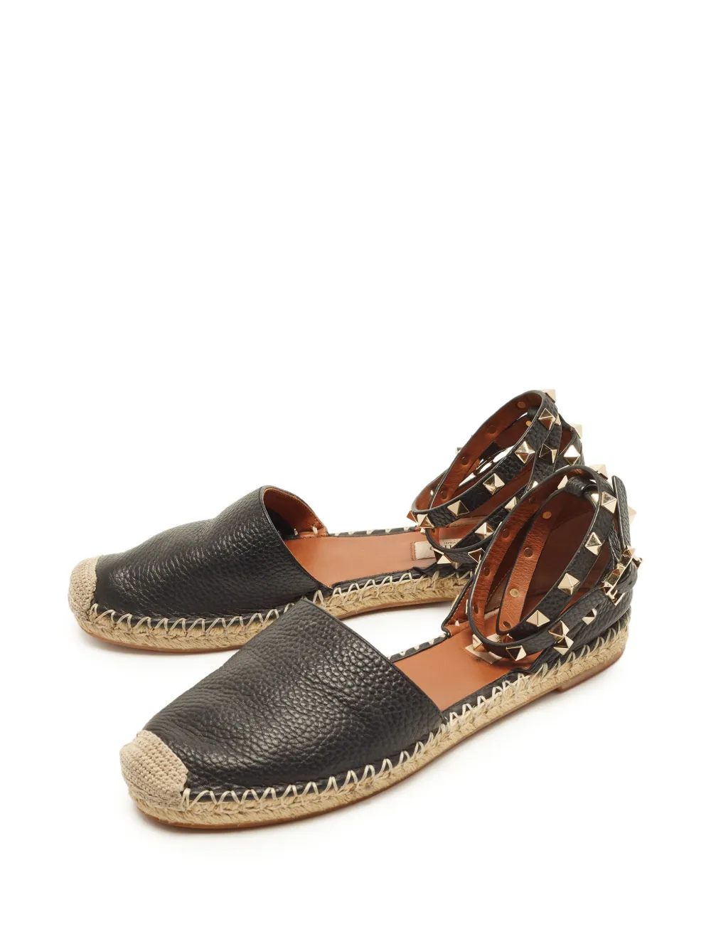 Valentino Garavani Pre-Owned Rockstud ankle-strap espadrilles - Nero