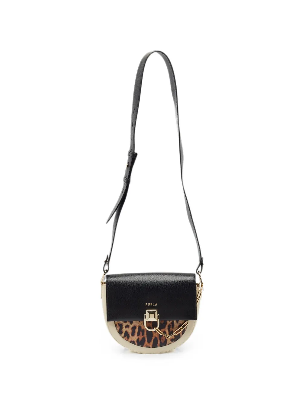 Furla Miss Mimi leopard-print crossbody bag - Schwarz