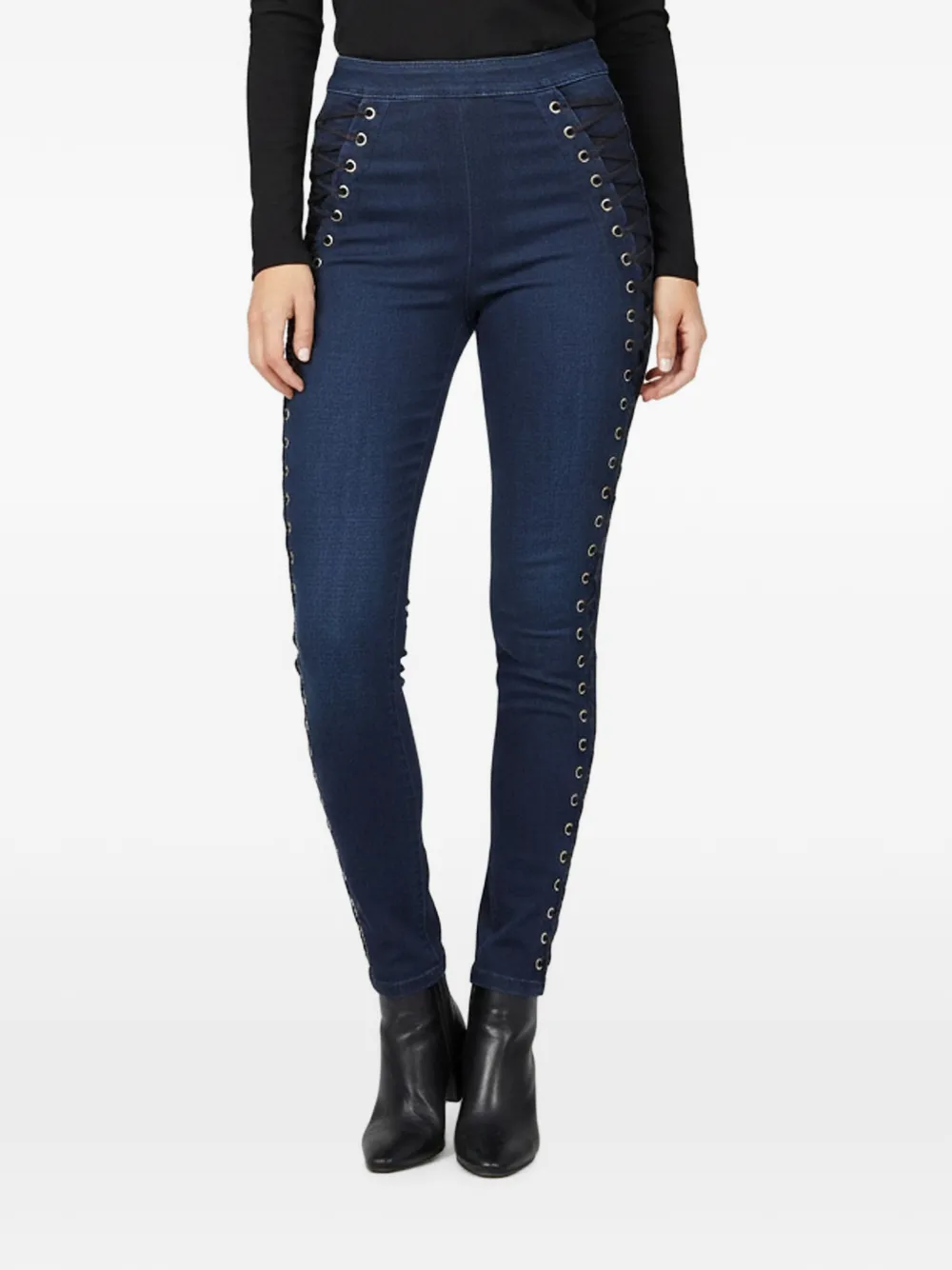 Elisabetta Franchi lace-up skinny jeans - Blu