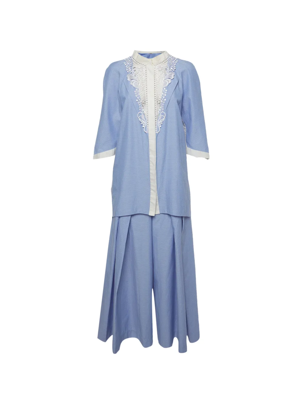 424 Dobby lace-neckline suit - Blu