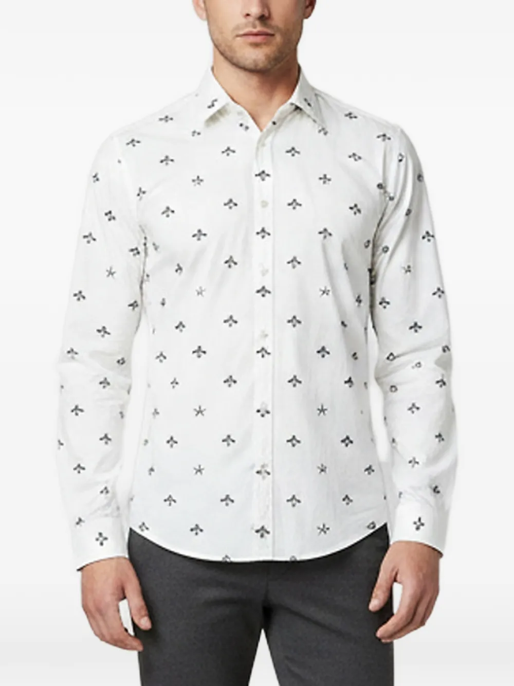 Gucci Pre-Owned Bee print poplin button shirt - Weiß