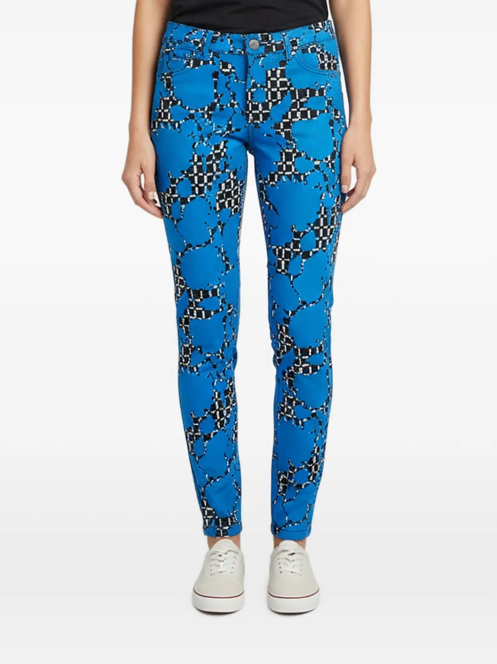 Balenciaga Pre-Owned 2014 abstract-print skinny jeans - Blau