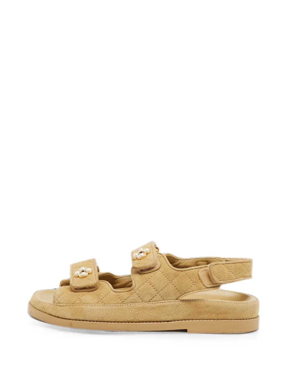 CHANEL Pre-Owned Dad quilted slingback flat sandals - Braun
