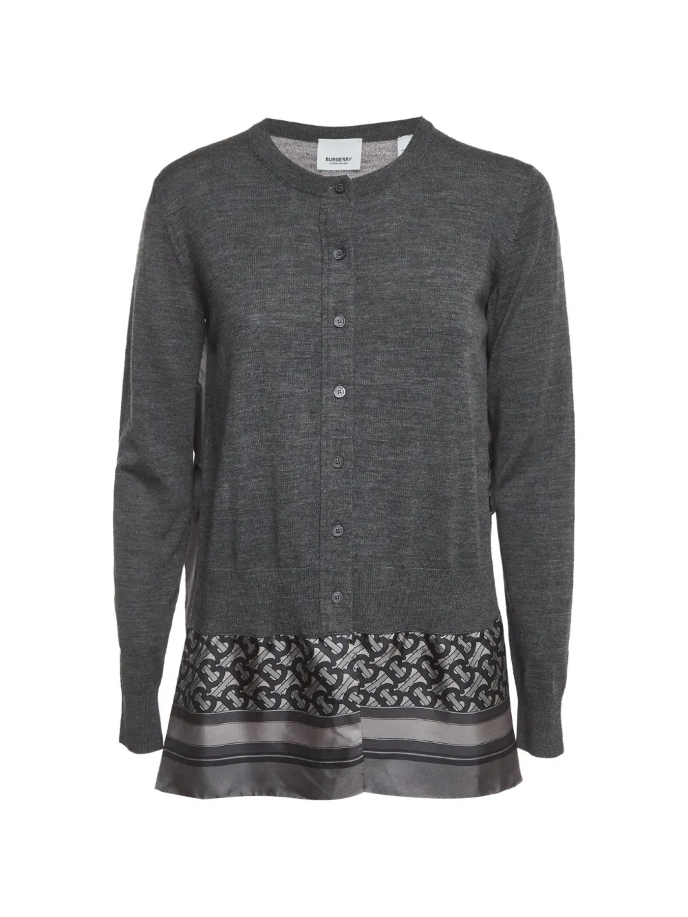Burberry Pre-Owned monogram-printed scarf-panel cardigan - Grigio