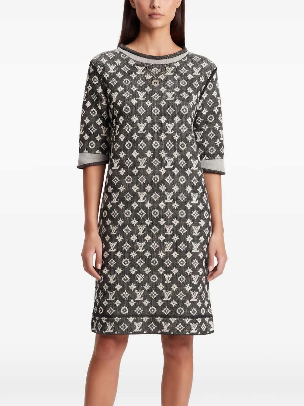 Louis Vuitton Pre-Owned Monogram jacquard midi dress - Grey
