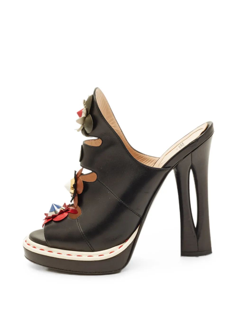 Fendi Pre-Owned floral-appliqué sandals - Schwarz