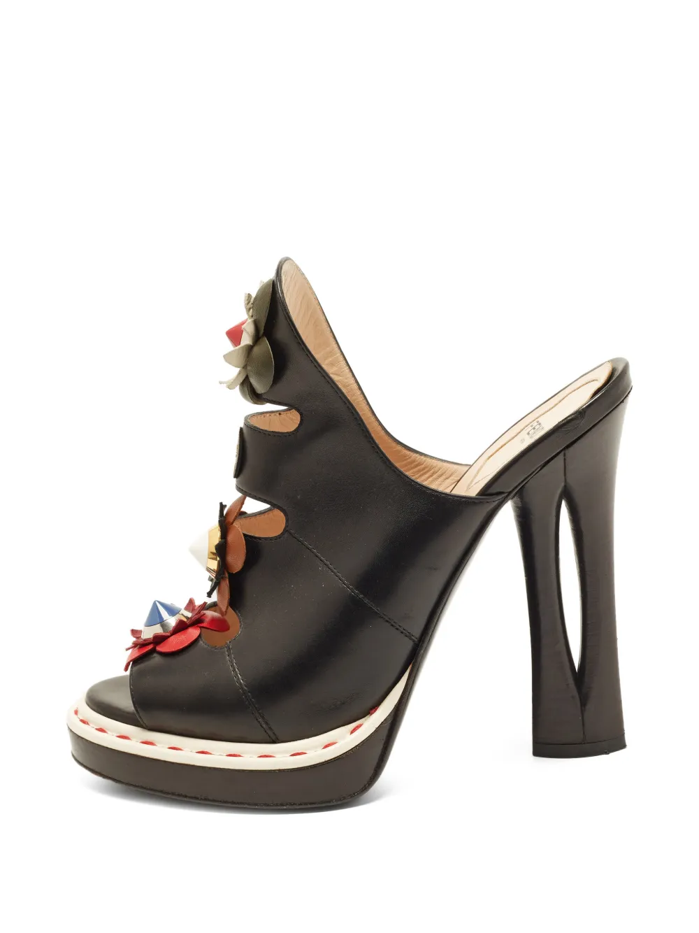 Fendi Pre-Owned floral-appliqué sandals - Nero