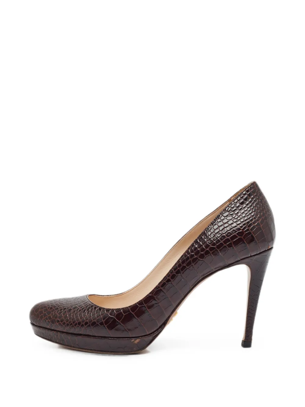 Prada Pre-Owned croc-embossed pumps - Braun