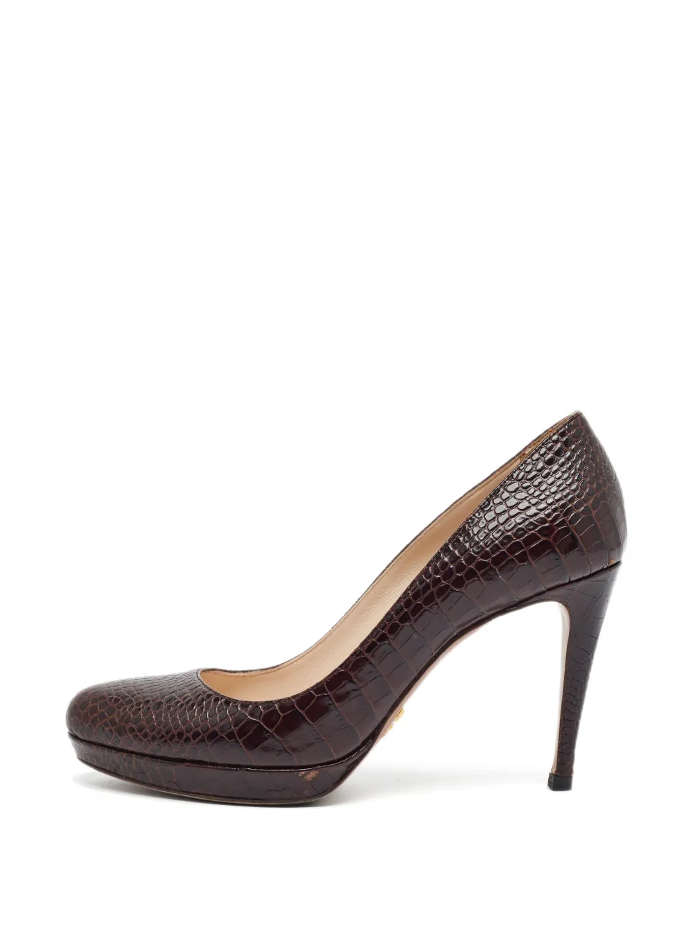 Prada Pre-Owned croc-embossed pumps - Marrone