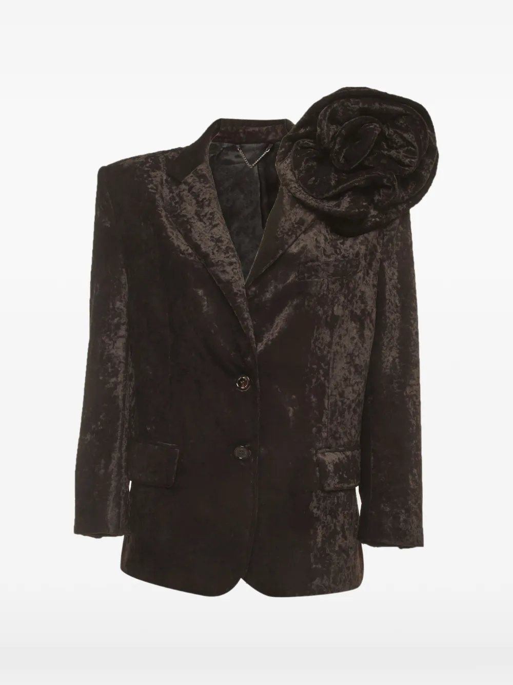 Magda Butrym floral-appliqué single-breasted blazer - Marrone