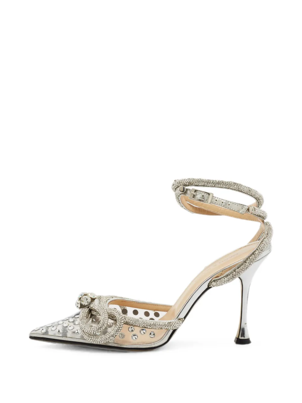 MACH & MACH Double Bow crystal pumps - Nude