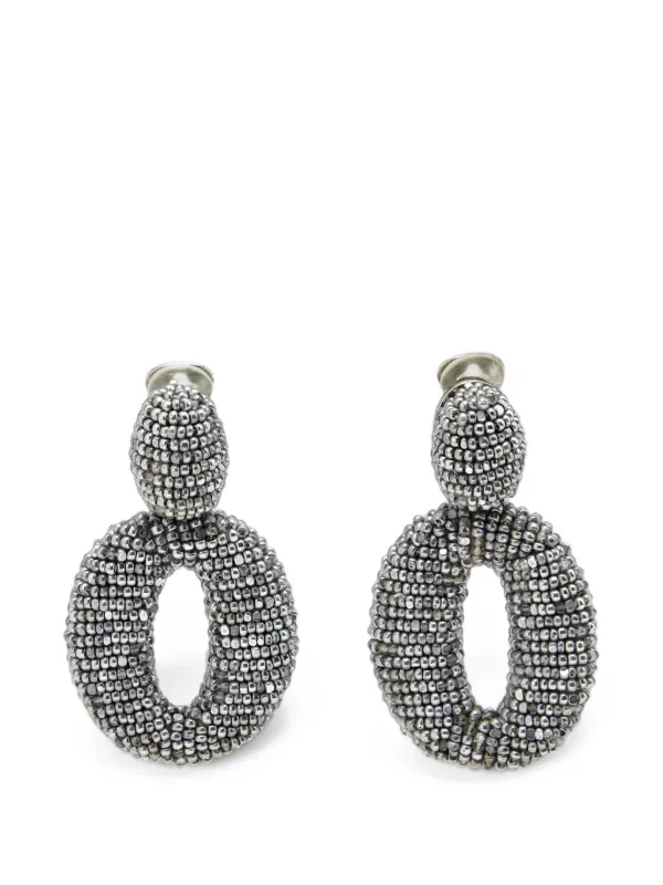 Oscar de la Renta Pre-owned Beaded Hoop Earrings in Grey