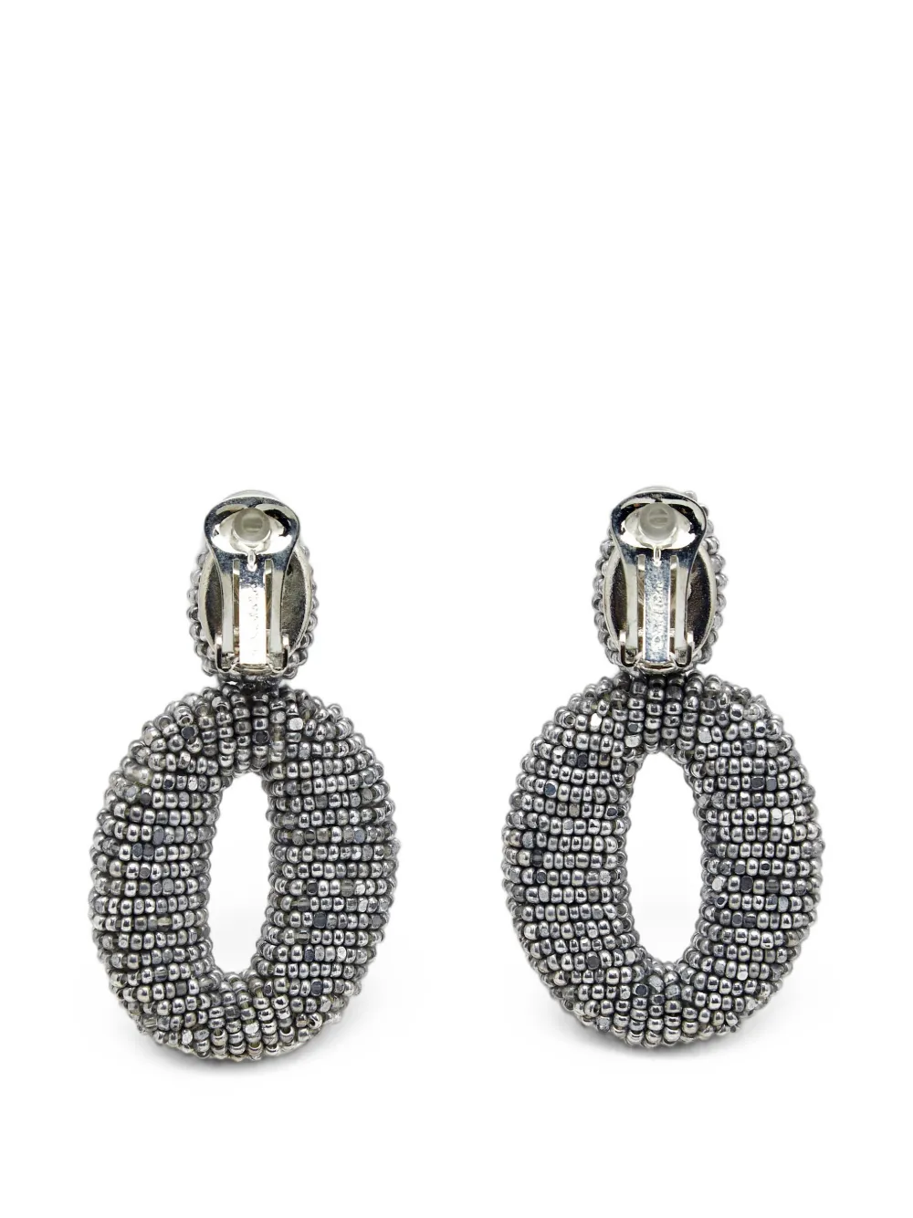 Oscar de la Renta Pre-owned Beaded Hoop Earrings in Grey, view 2